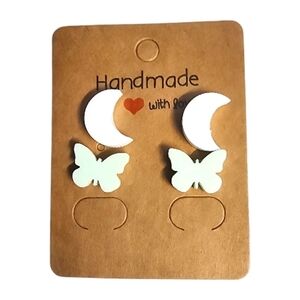 Moonlight Flutter Acrylic Stud Earrings - 2 Pair